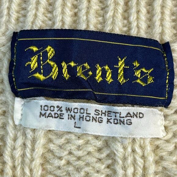 Brent’s Men’s Large Cream 100% Shetland Wool Vest Vintage 80s Preppy Layering - Picture 3 of 5
